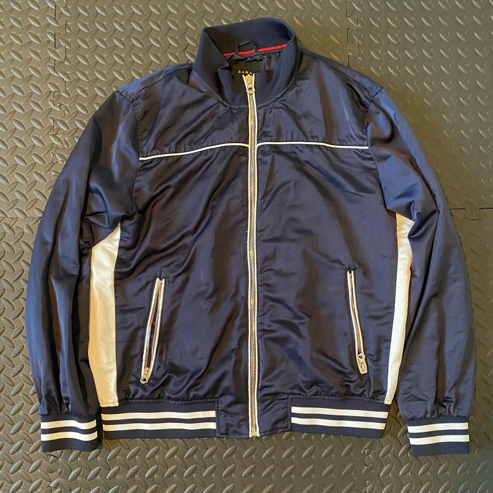 Zara Boys Extra Large Bomber Jacket Blue